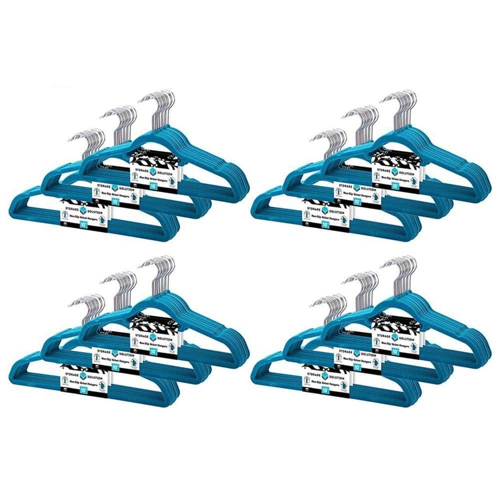 J&V TEXTILES Velvet Non-Slip Turquoise Hangers (120-Pack) 615-TQ