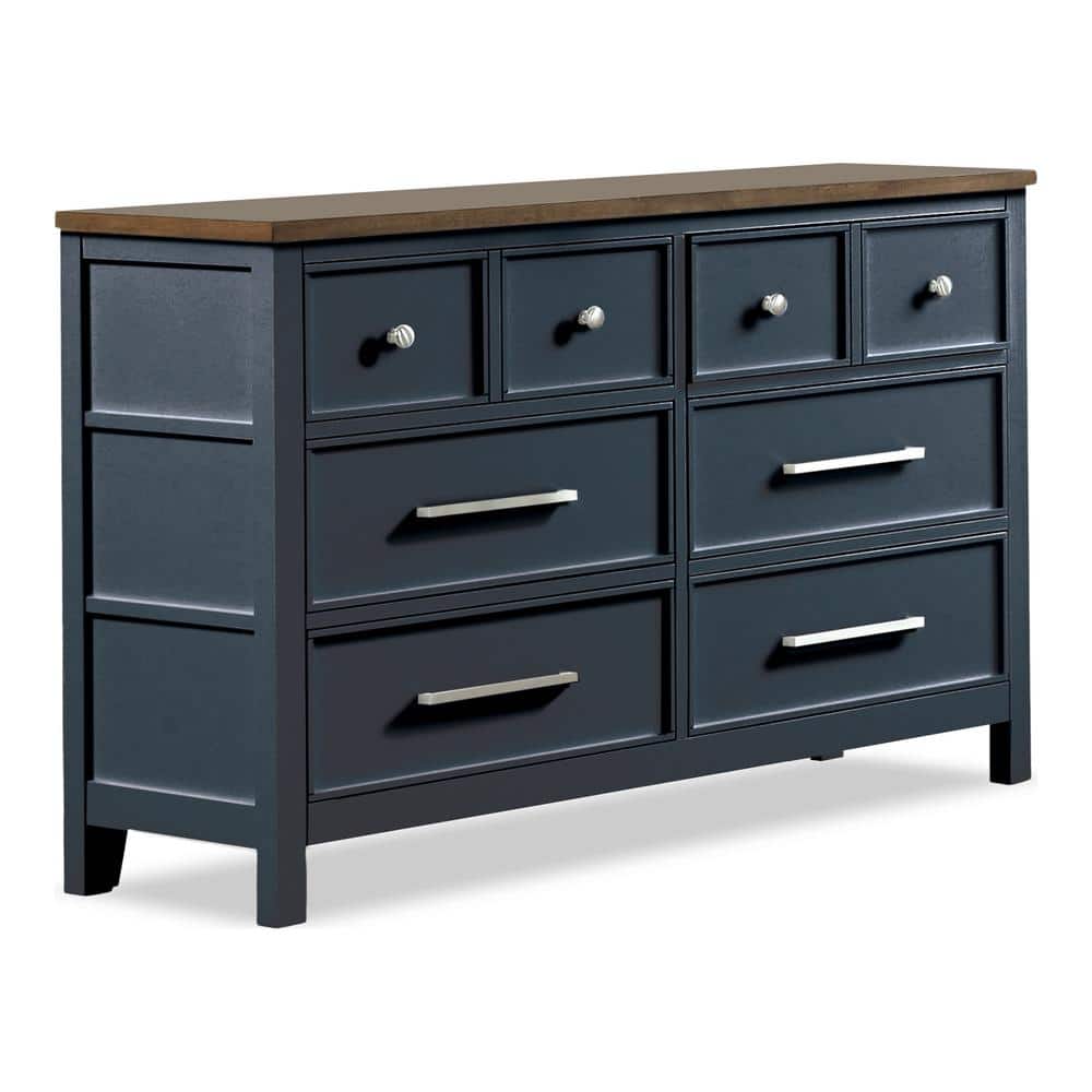 Furniture of America Beiring Blue and Dark Brown 6-Drawer 54 in ...