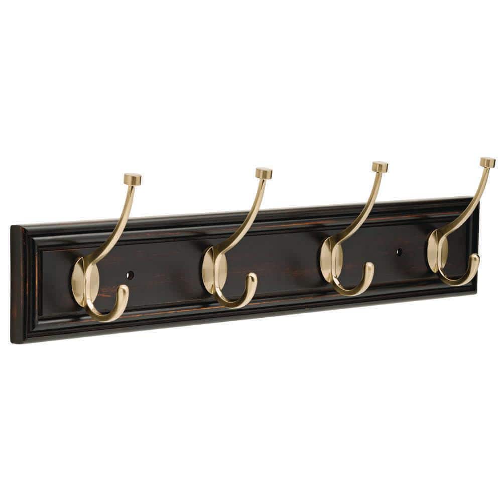 Liberty Galena 27 in. Vintage Black and Champagne Bronze Pilltop Hook Rack  R25700-515-U - The Home Depot