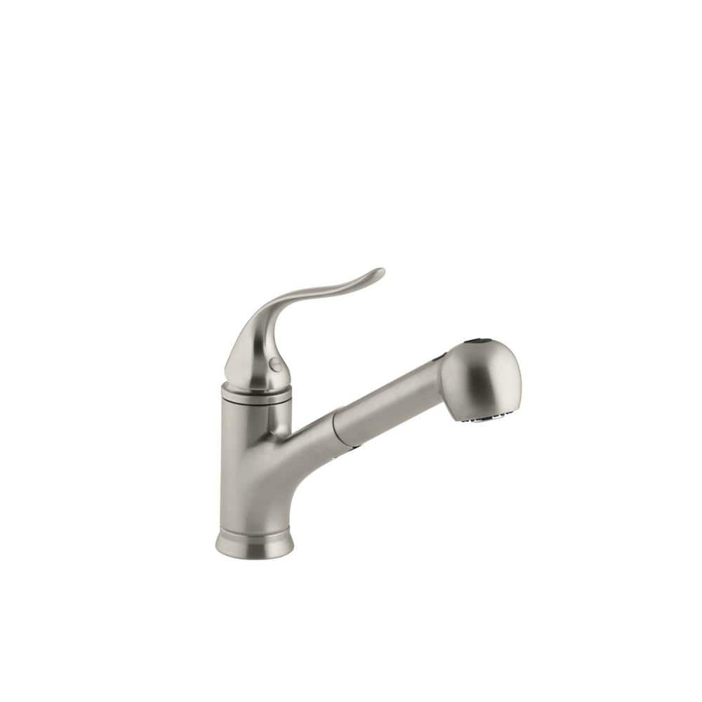 Coralais Single-Handle Pull-Out Sprayer Kitchen Faucet With MasterClean Sprayface In Vibrant Brushed Nickel