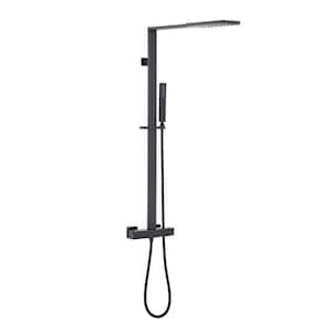 2-Spray 1.5 GPM Shower System with 40-Inch Slide Bar, Rectangle Rainfall Shower Head and Handheld Shower in Matte Black