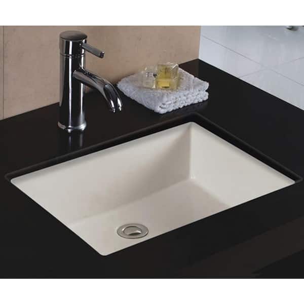 Rhythm Series 20 in. Rectangular Undermount Single Bowl Bathroom Sink in Bisque
