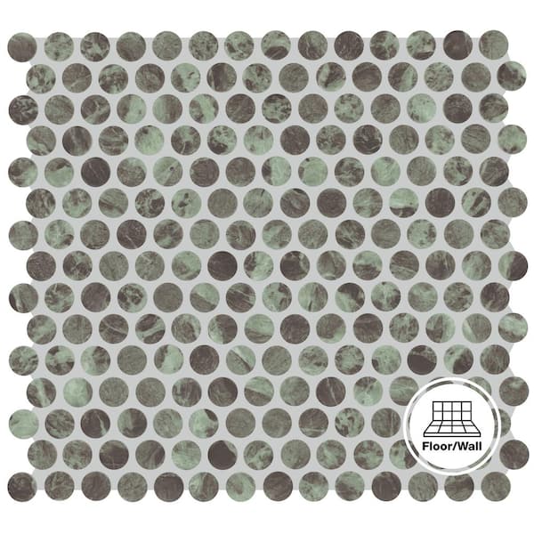 Daltile Lamora Marble Juniper 11 in. x 13 in. Glazed Ceramic Penny Round Mosaic Tile (10.6 sq. ft./Case)
