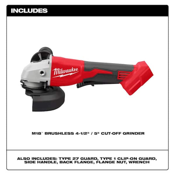 Milwaukee - M18 18V Lithium-Ion Brushless Cordless 4-1/2 in./5 in. Grinder w/Paddle Switch (Tool-Only)
