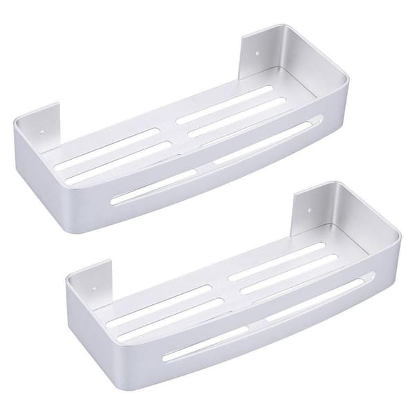 5 in. W x 2.2 in. H x 12 in. D Stainless Steel Rectangular Bathroom Shower Shelves in Brushed Nickel (2-Pack)