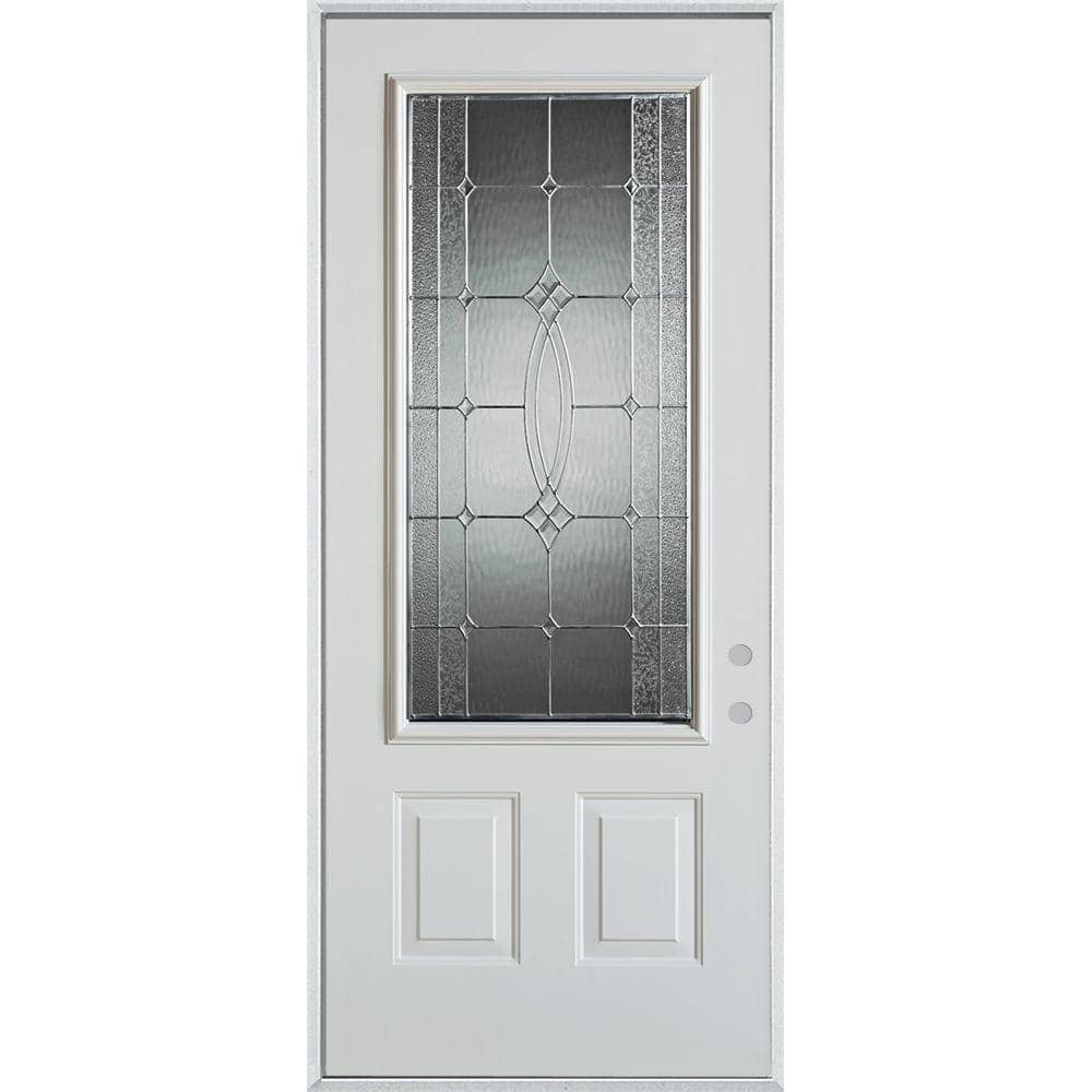 36 in. x 80 in. Diamanti Classic Zinc 3/4 Lite 2-Panel Painted White Left-Hand Inswing Steel Prehung Front Door -  Stanley Doors, 1534E-D-36-L-Z