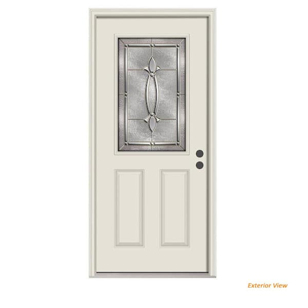 JELD-WEN 36 in. x 80 in. 1/2 Lite Blakely Primed Steel Prehung