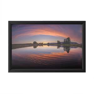 "Canoe Sunset" by Vladimir Kostk Framed with LED Light Cityscape Wall Art 16 in. x 24 in.