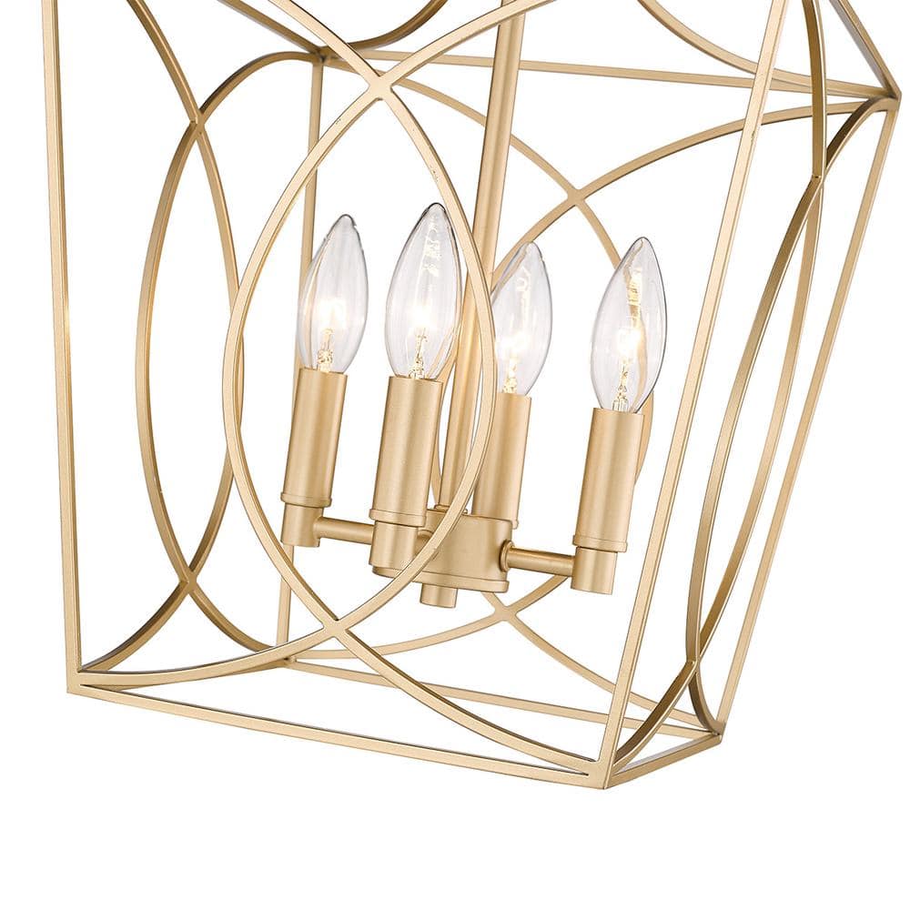 Modern Gold 4-Light Geometric Pendant Light