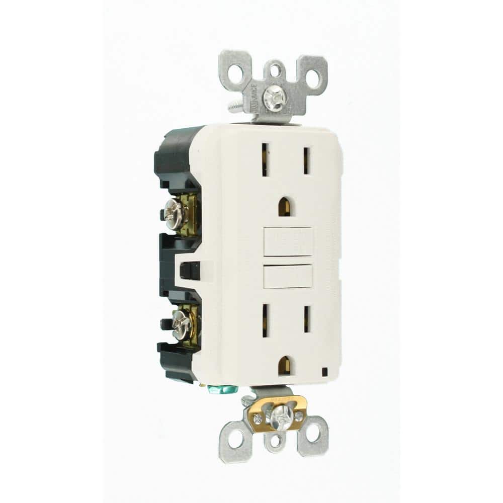 15 Amp White Duplex Self-Test Slim GFCI Outlet with Wall Plate (4-Pack)