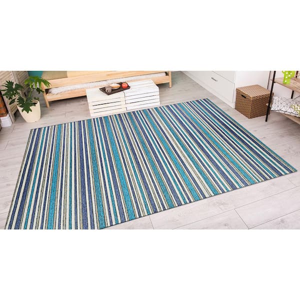 Cape Brockton Cobalt-Teal 5 ft. x 8 ft. Indoor/Outdoor Area Rug