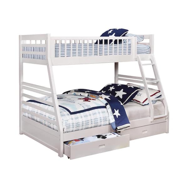 Coaster Ashton White Twin Over Full Bunk Bed with 2-drawer