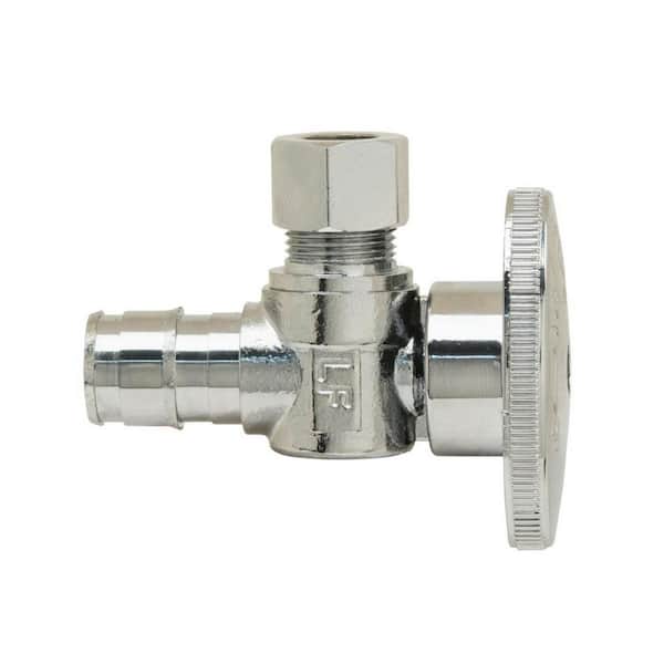 Plumbshop 1/2 in. Cold Expansion Barb (PEX) x 3/8 in. Compression 1/4-Turn Angle Stop