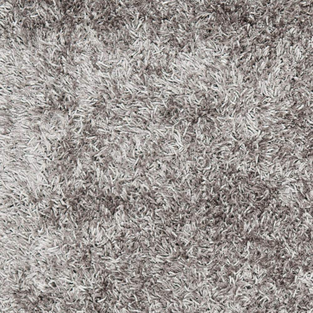 Luxurious Grey Shag Hand-Tufted Area Rug, 6' x 9', Synthetic