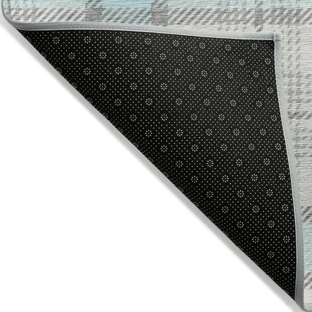 Sky Blue Plaid Machine Washable Synthetic Indoor/Outdoor Rug
