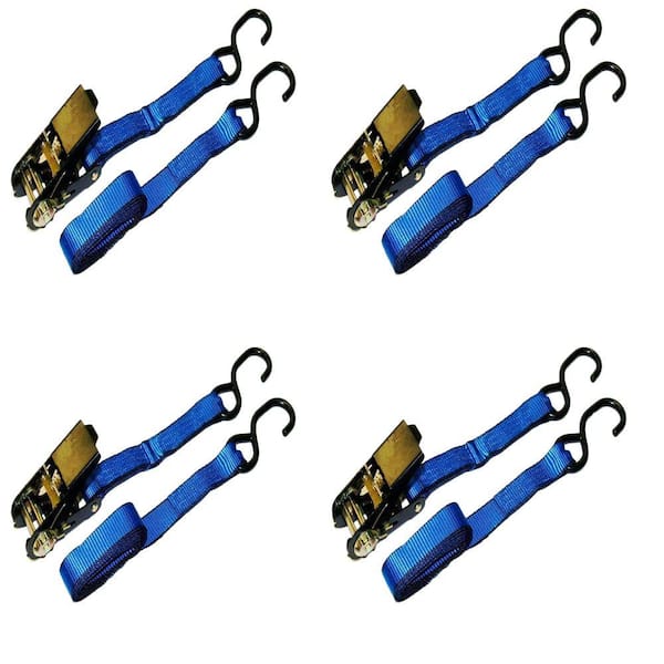 15 ft. x 1 in. 1500 lbs. Ratchet Tie-Down Strap (4-Pack)