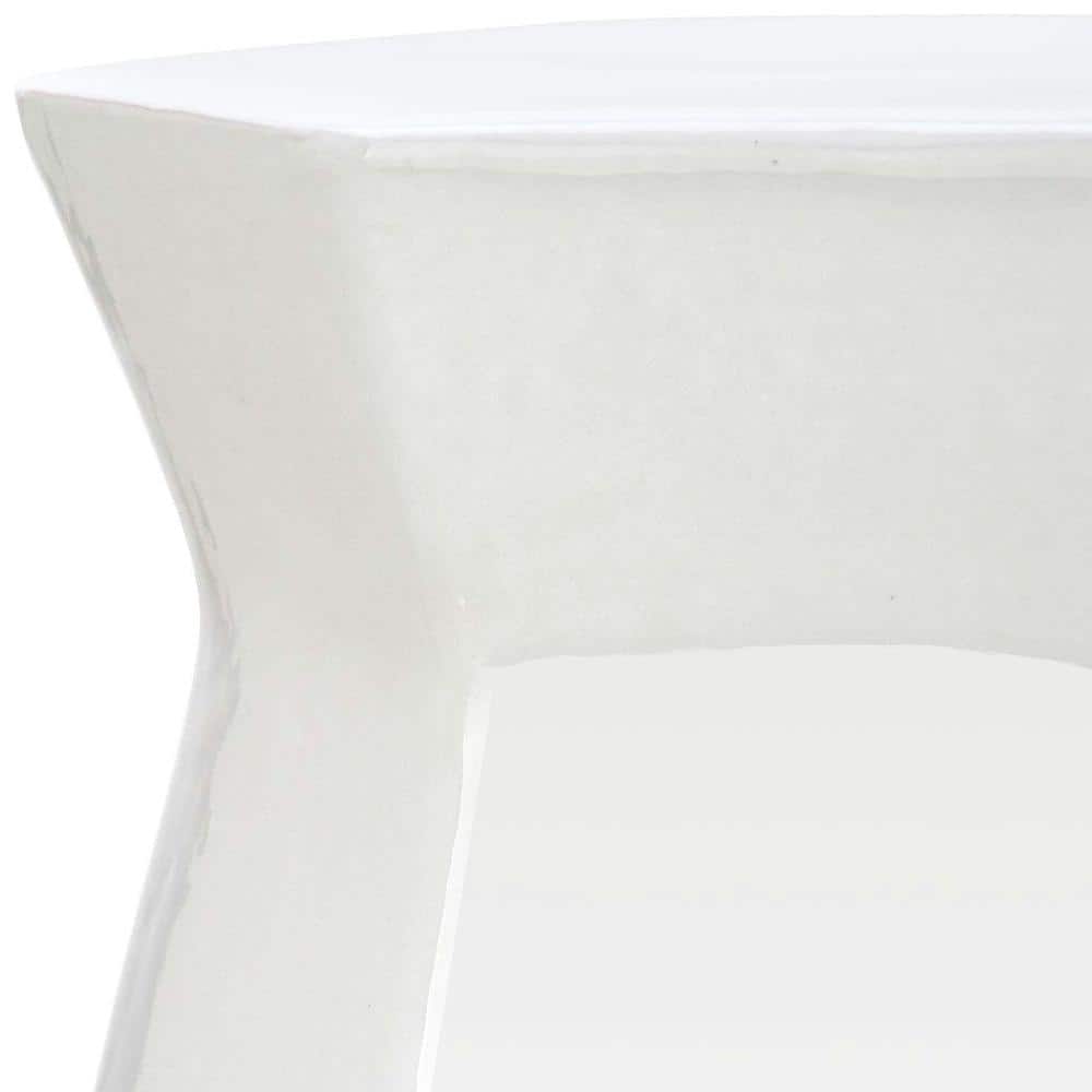White Hexagon Ceramic Indoor Outdoor Garden Stool