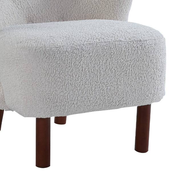 Zusud White Teddy Sherpa Slipper Chair