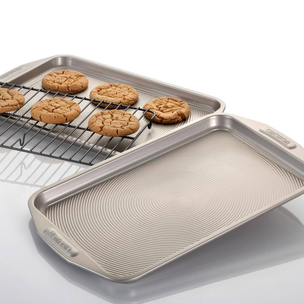 Gray Carbon Steel Nonstick Bakeware Set with Cooling Rack