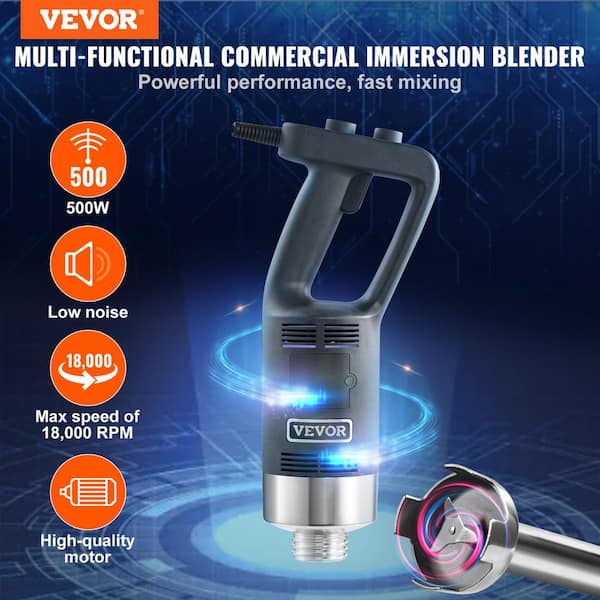 VEVOR Commercial Immersion Blender Electric Hand Mixer Variable Speed 500W  300mm