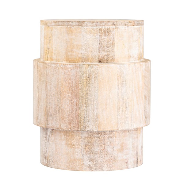 Unbranded Starks 15 in. Whitewash Round Wood Accent Table