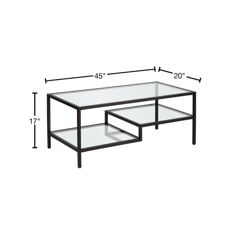 Blackened Bronze and Glass Two-Tier Coffee Table