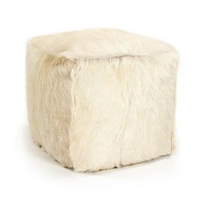 Tibetan Ivory Goat Fur Pouf