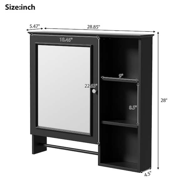 Cesicia 28.85 in. W x 28 in. H Rectangular Surface Mount White Bathroom Medicine Cabinet with Mirror and 2 Open Shelves
