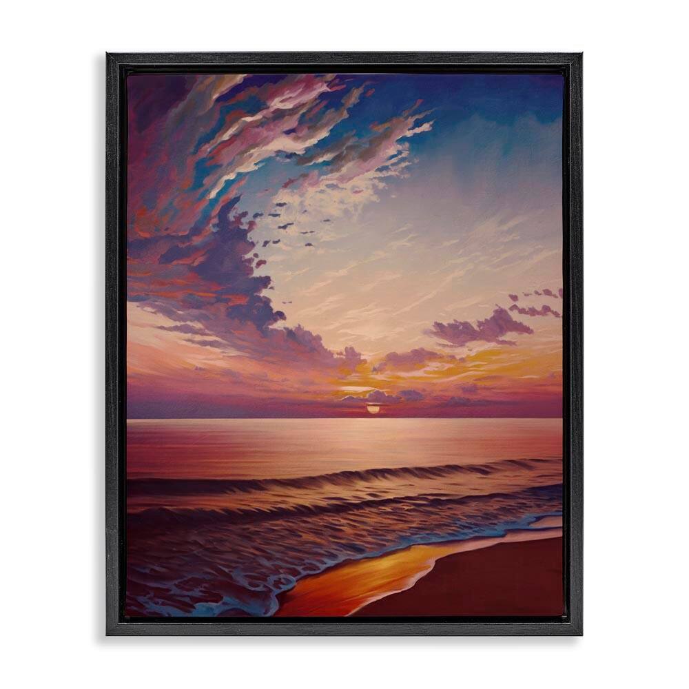 Fabulous Sunset at Beach by Svetlana Aleynikova Black Floater Frame Coastal Graphic Art Print 21 in. x 17 in. price history on PriceWatchPro