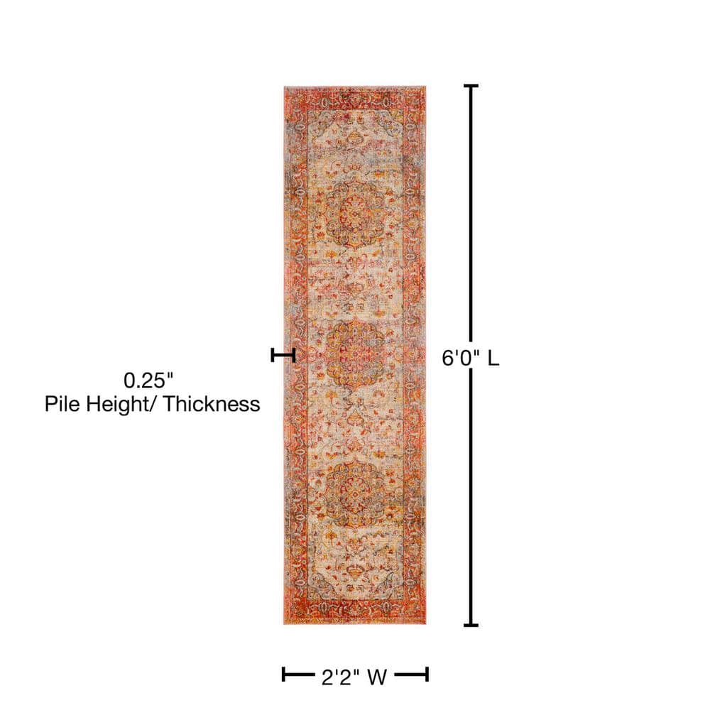 Elysian Saffron & Cream 2'2" x 6' Runner Synthetic Rug