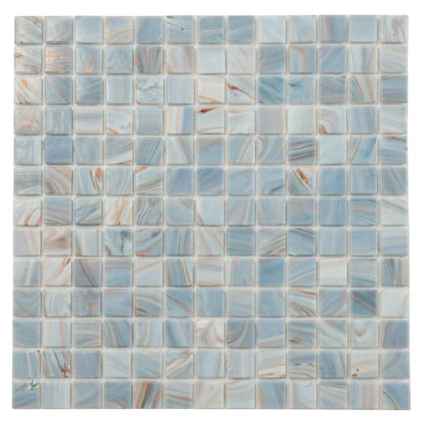 Apollo Tile Celestial 4" x 6" Glossy Manatee Blue Glass Mosaic Uniform square Wall and Floor Sample Tile 0.13 sq. ft./Piece (1-Pack)