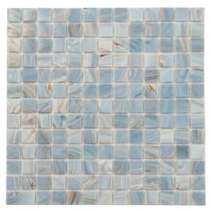 Celestial Glossy Manatee Blue 12 in. x 12 in. Glass Mosaic Wall and Floor Tile (20 sq. ft./case) (20-pack)