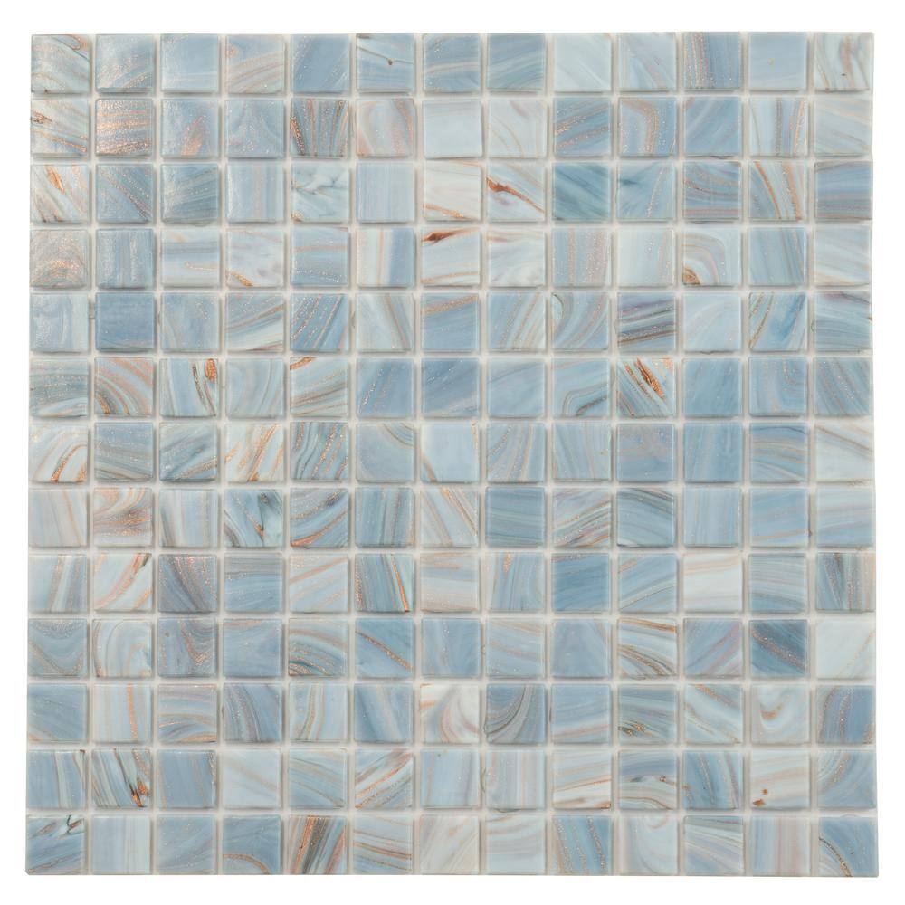 Manatee Blue 12" x 12" Glossy Glass Mosaic Tile