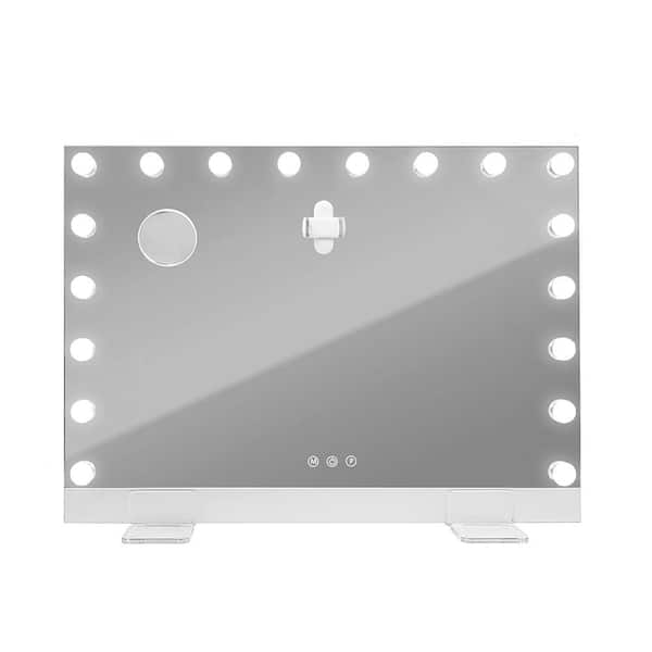 31.5 in x 22.8 in White Selfie Remote Control Vanity Mirror with Light, 18 LED Light Ultra-Thin Large Tabletop Vanity