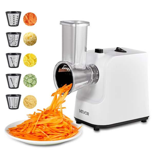 Electric Cheese Grater Salad Maker, 200W Vegetable Slicer Shredder Chopper w/ 5 Attachments, Stainless Steel Food Cutter