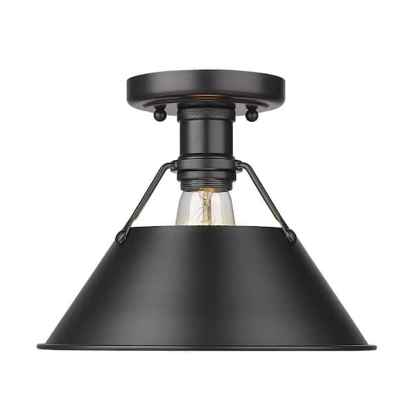 Golden Lighting Orwell 10 in. 1-Light Matte Black Flush Mount 3306-FM ...