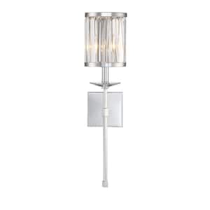 Ashbourne 5.5 in. x 26 in. 1-Light Polished Chrome Contemporary Wall Sconce with Decorative Crystal Shade