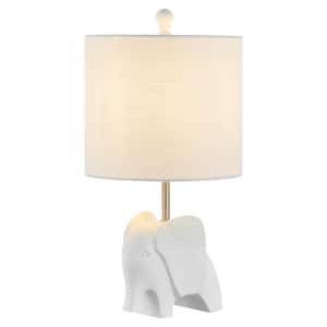 Koda 17.5 in. Eclectic Southwestern Resin/Iron Elephant LED Kids Table Lamp, White