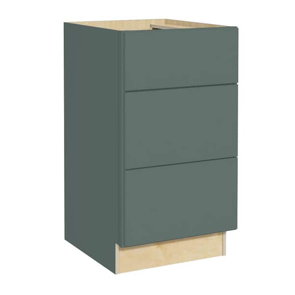 Hargrove 15 in. W x 24 in. D x 34.5 in. H Assembled Plywood Drawer Base Kitchen Cabinet in Verdant Green with Soft Close
