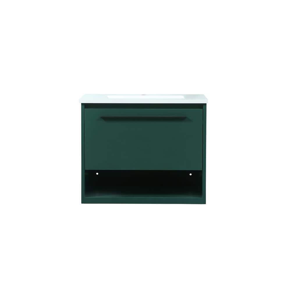 Simply Living 24 in. Single Bathroom Vanity in Green with Quartz Vanity Top