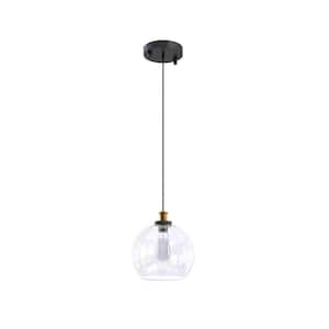 Edison Maisie Collection 1-Light Black Clear Glass Indoor Pendant