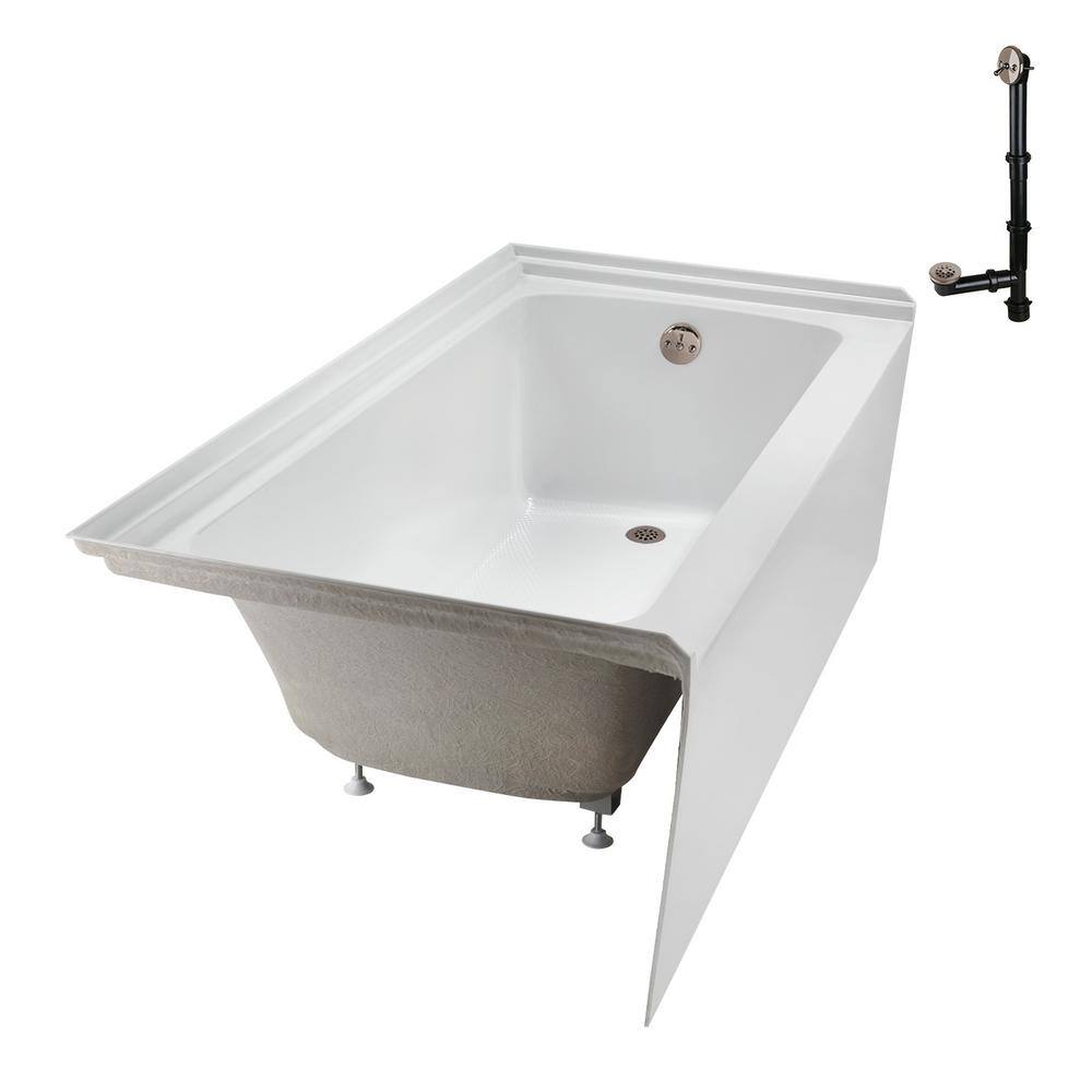 Glossy White 60" x 30" Acrylic Right-Hand Drain Alcove Bathtub