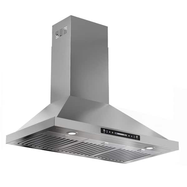 36 in. 900 CFM Convertible Wall Mount Range Hood Downdraft System in Stainless Steel with Gesture Control