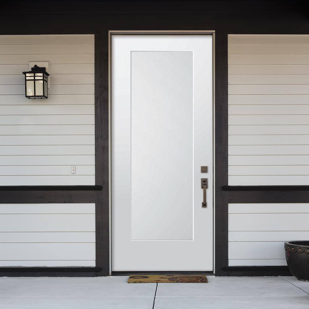 Trimlite 36" x 80" 1-Panel Shaker Left-Hand Inswing Primed Fiberglass Door