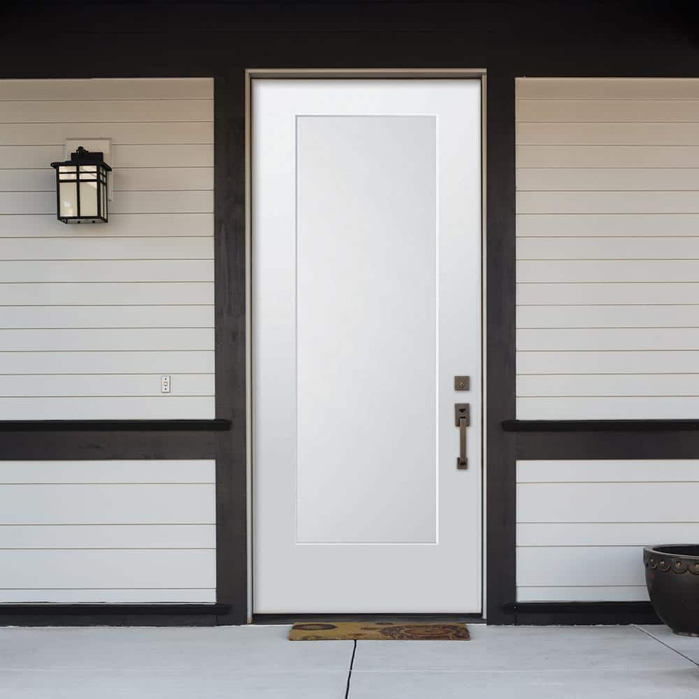 36" x 80" White Fiberglass 1-Panel Shaker Right-Hand Inswing Door