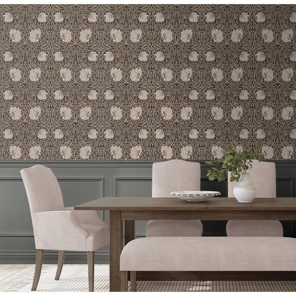 Auburn & Eucalyptus Floral Peel and Stick Wallpaper