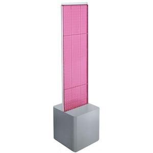 51 in. H x 13.5 in. W 2-Sided Pegboard Floor Display on Silver Studio Base