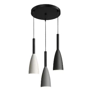 40-Watt 3-Light Black Modern Shaded Pendant Light for Kitchen Island Dining Room, No Bulbs Included