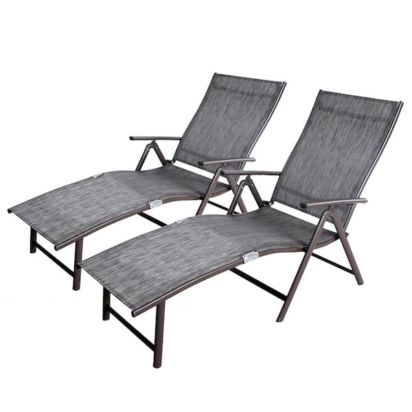 Crestlive Products Brown 2-Piece Metal Outdoor Chaise Lounge