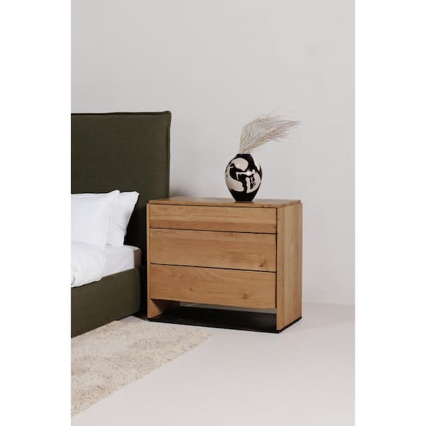 Keaton Deep Forest Green Solid Pine Frame King Platform Bed with Tall Foam Headboard and Linen Blend Upholstery